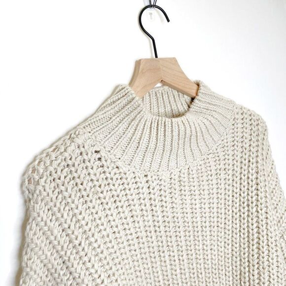 H&M Chunky Knit Oversized Sweater Mock Neck Pullover in Light Gray Size XS - Picture 3 of 8